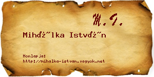 Mihálka István névjegykártya